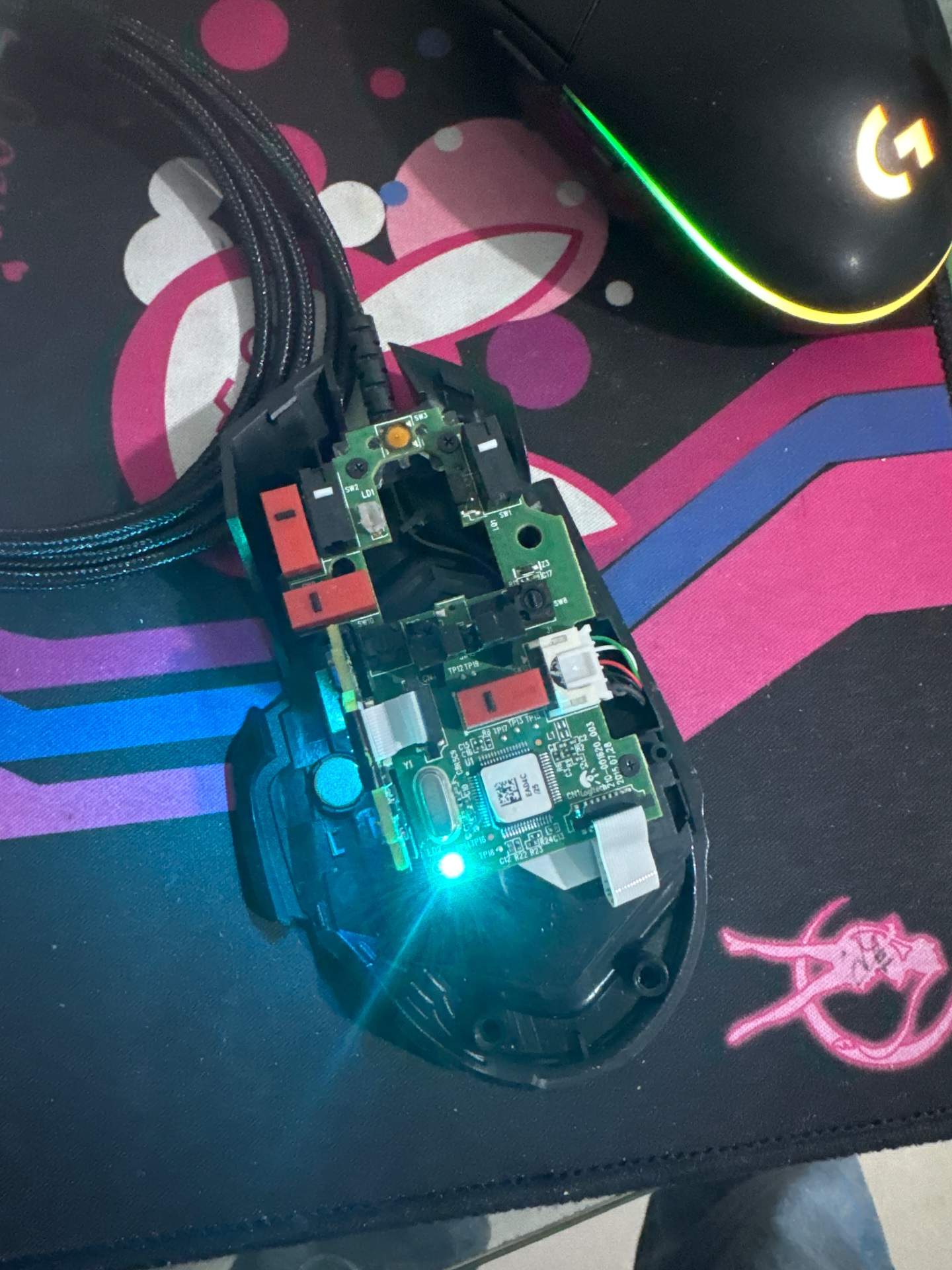 罗技 g502 有线 安装 led 灯➕换编编制线 实拍图 1
