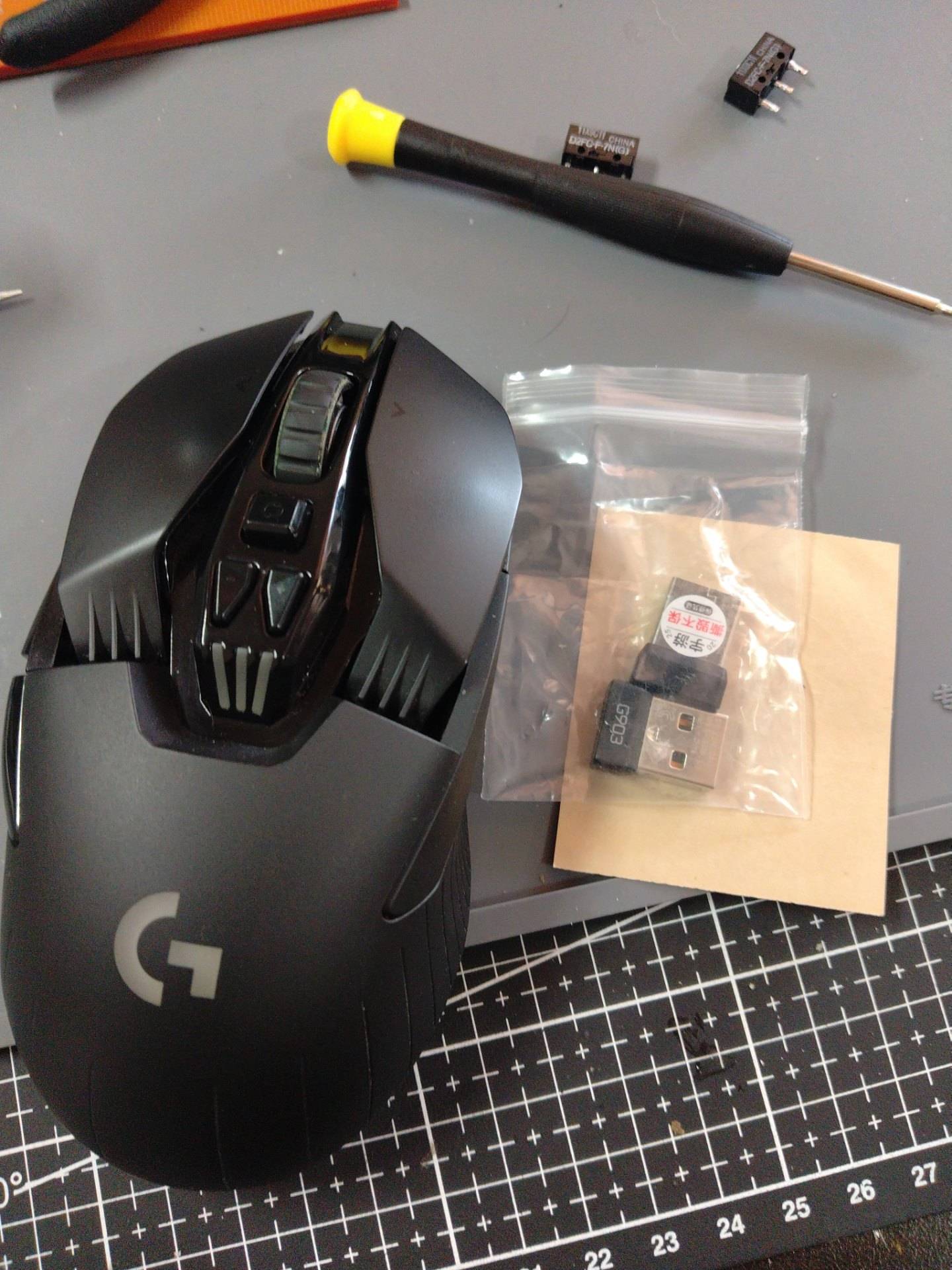 罗技g903右键感觉空隙大，回弹不行+更换左右蓝点微动+更换接收器 实拍图 2
