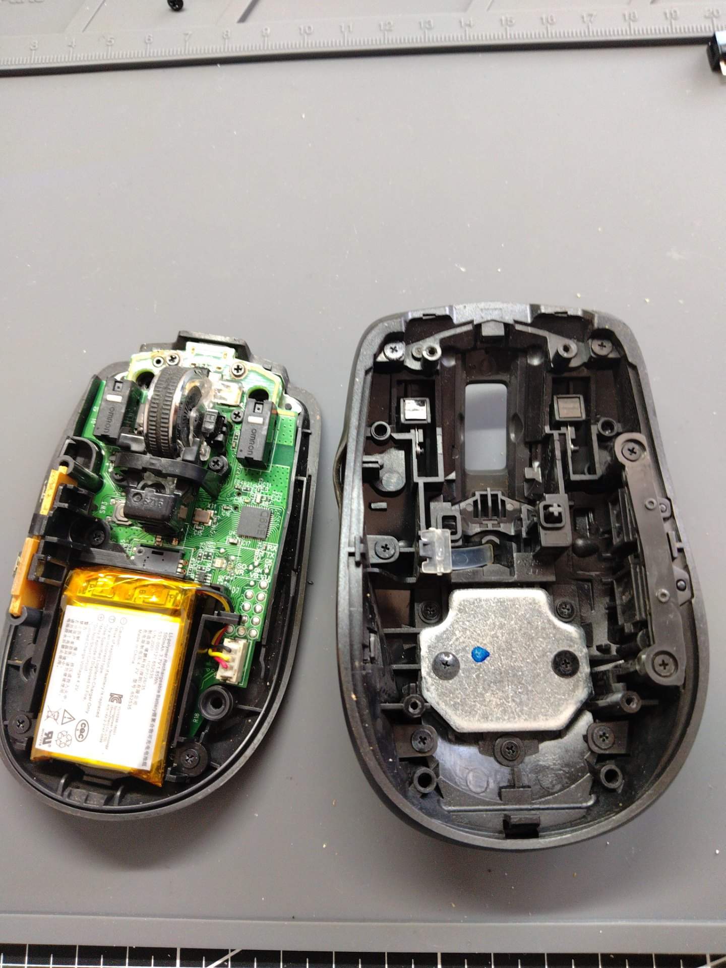 天津客户两个 anywhere 2s 鼠标更换欧姆龙蓝点微动 实拍图
