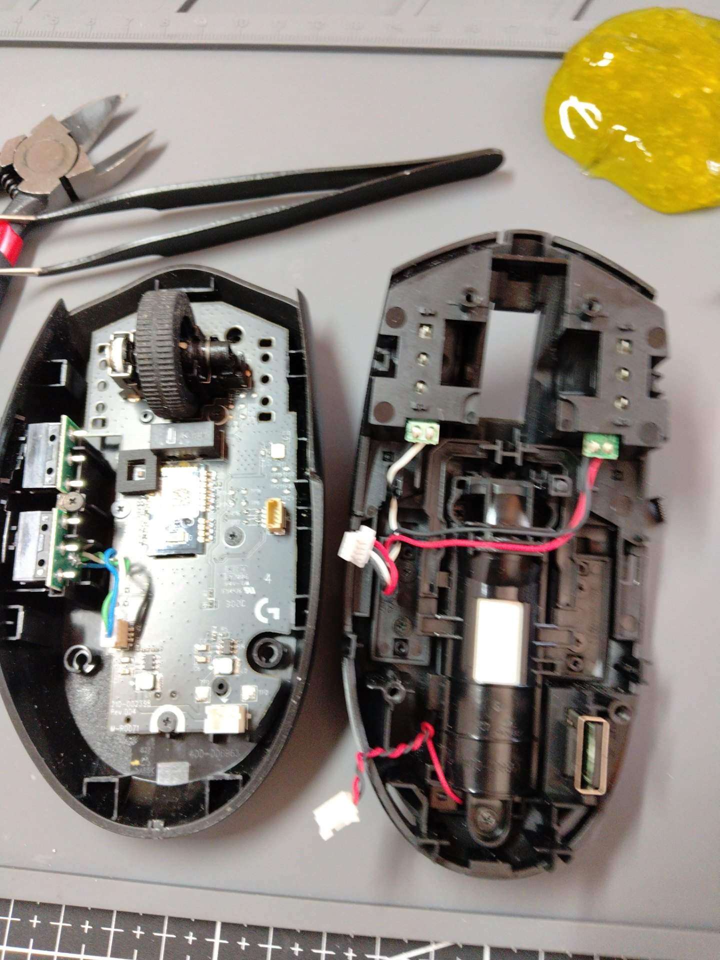 罗技G304和M170一起更换编码器 实拍图